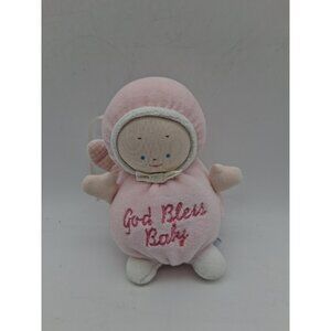 Baby Gund God Bless Baby Angel Plush Doll 4” Pink Rattle